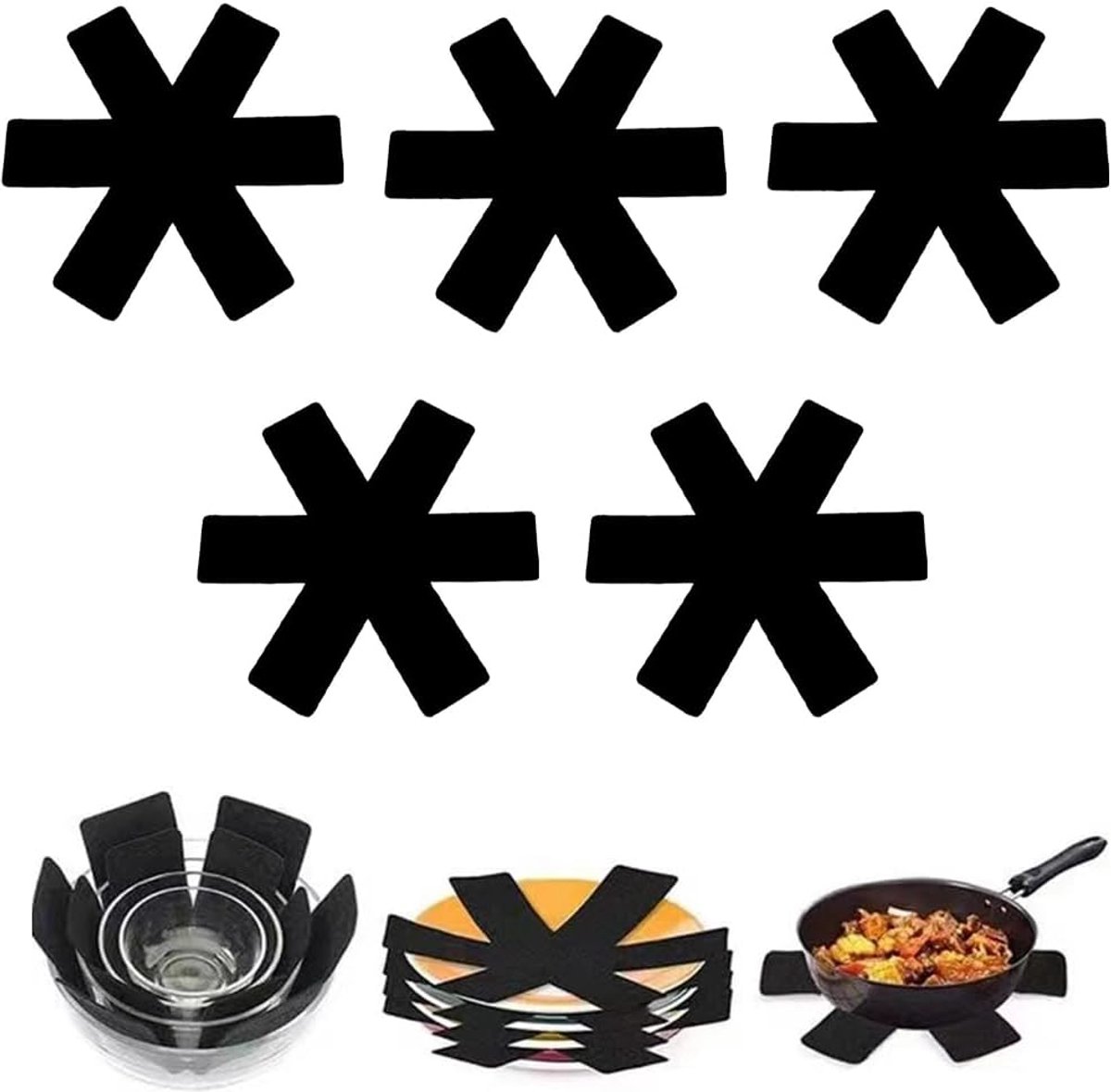 SnelShoppen - Pack van 5 Pan Beschermers, Warmtebestendige Platen, Wasbaar, Stapelbaar, 20 cm, Keuken, Multifunctioneel, Hoogwaardige Non-Woven Stof