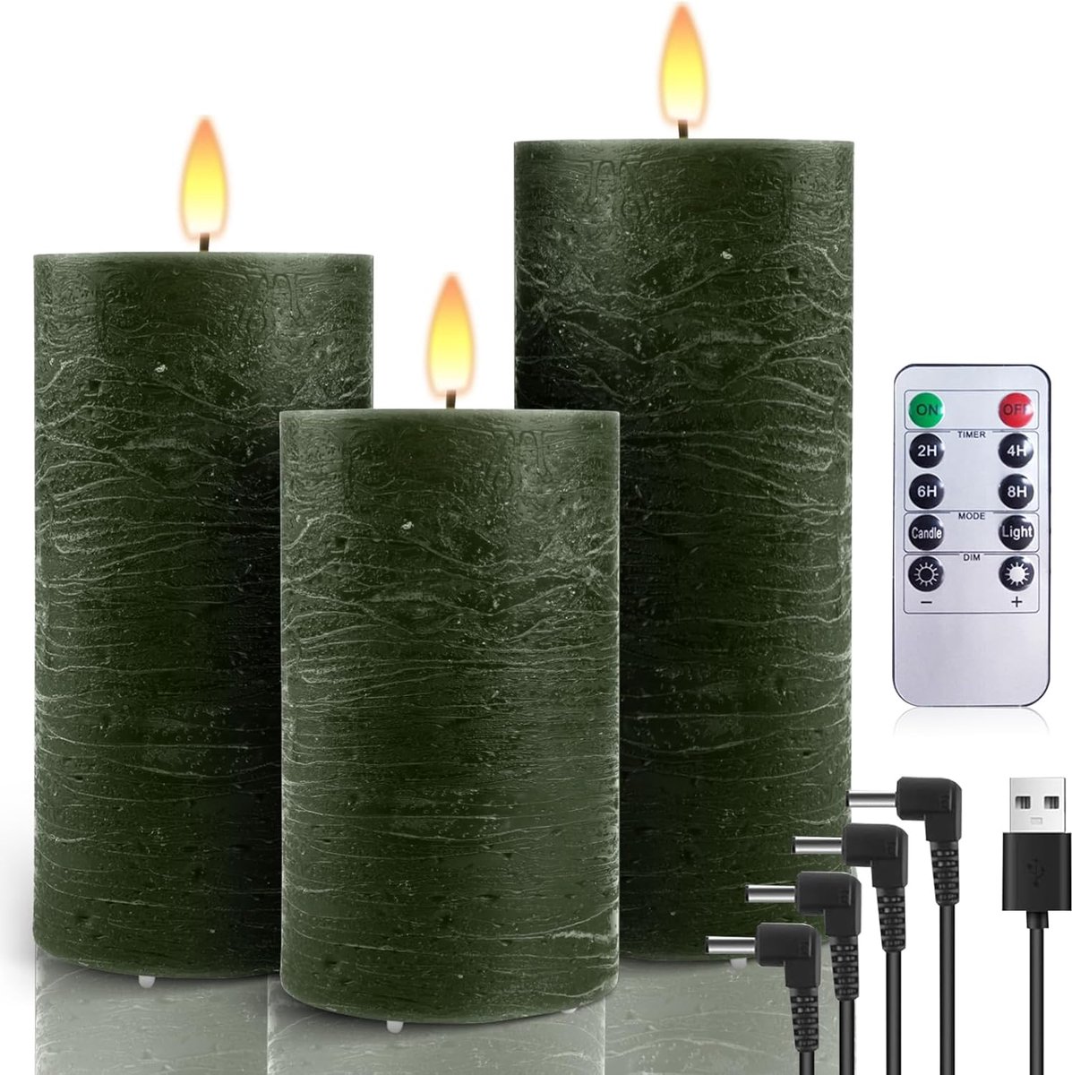 LED kaarsen set van 3 - oplaadbaar USB - van was - sfeervolle decoratie voor feestdagen - ShopVlot