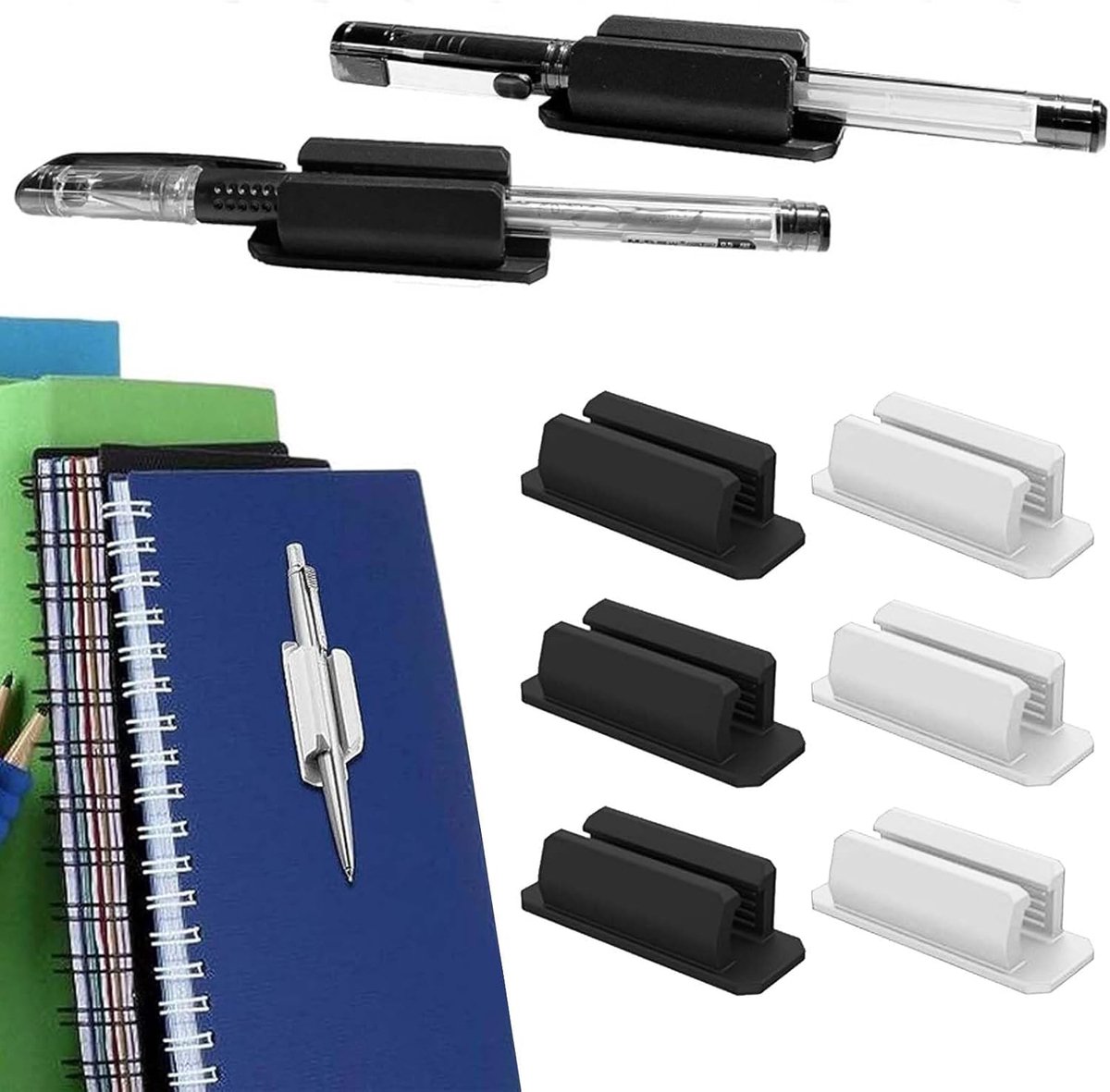 Siliconen penhouders 6 stuks - zelfklevend - flexibel - ideaal voor kantoor en klaslokaal - ShopVlot