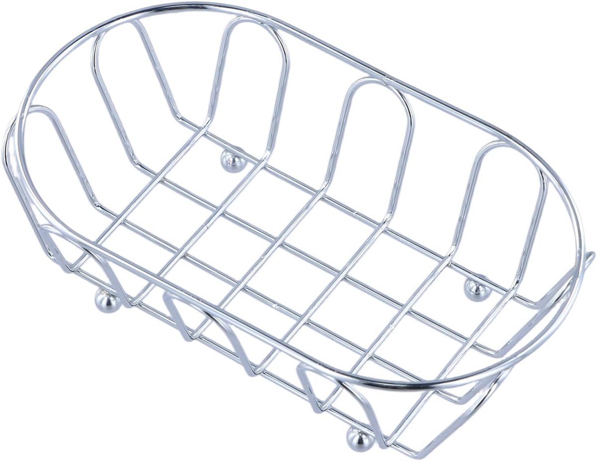 SnelShoppen - Ronde RVS Draadmand Ovalen Metalen Mand Organizer 18.5 x 10 x 5.5 cm voor Badkamer Keuken Bureau Decoratie