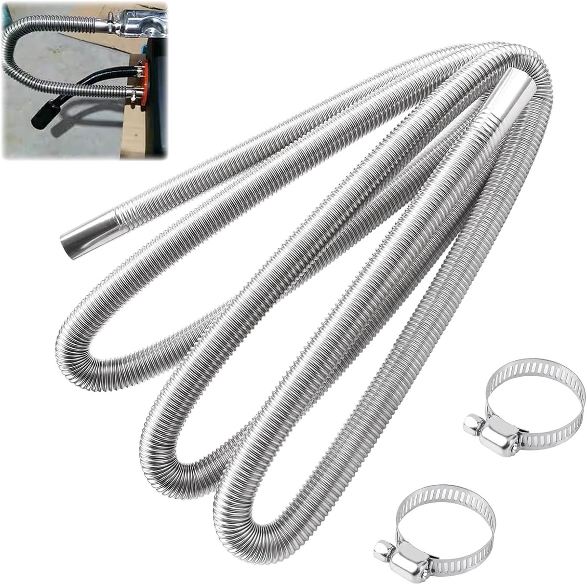 Uitlaatslang 25 mm - RVS - 200 cm - voor dieselverwarming - ShopVlot