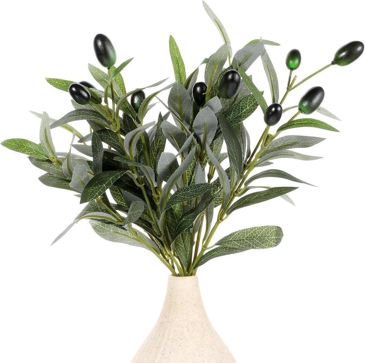 SnelShoppen - Pack van 5 Kunststof Olijftakken 26,6 cm - Realistische Kunstplanten voor Vaasdecoratie - Kleine Neppflanten voor Tafel Decoratie, Bruil