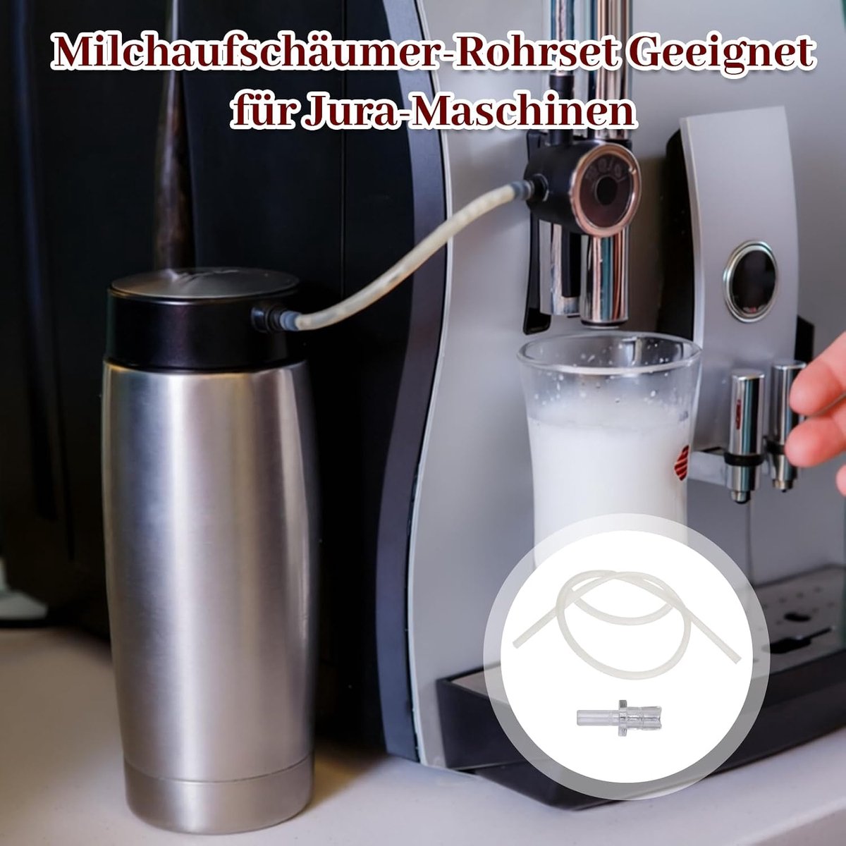 SnelShoppen 3 stuks melkslangen & 6 stuks aansluitnippels, voor Jura volautomatische koffiemachines Impressa Giga, transparante thumbnail 6
