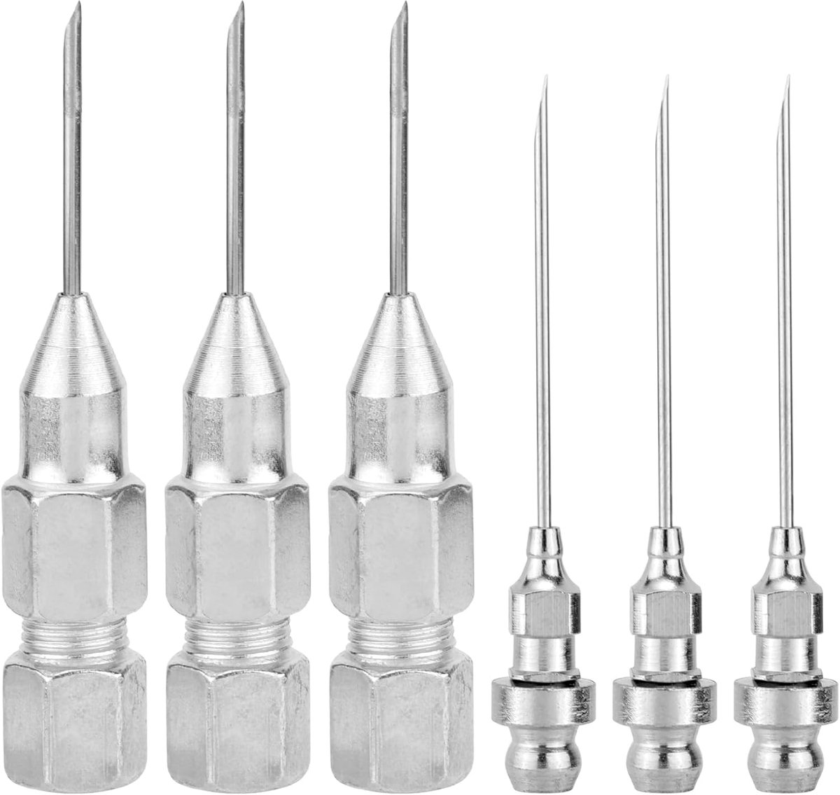 6st Naaldspuitmond voor Vetspuit, 3 Naald voor Vetinjector en 3 Gereedschap voor Vetfittingen Afneembare Naaldpunt voor Vetspuit voor Vetinjectie Gebruikt in Smalle Ruimtes en Diepe Gaten in Metaal