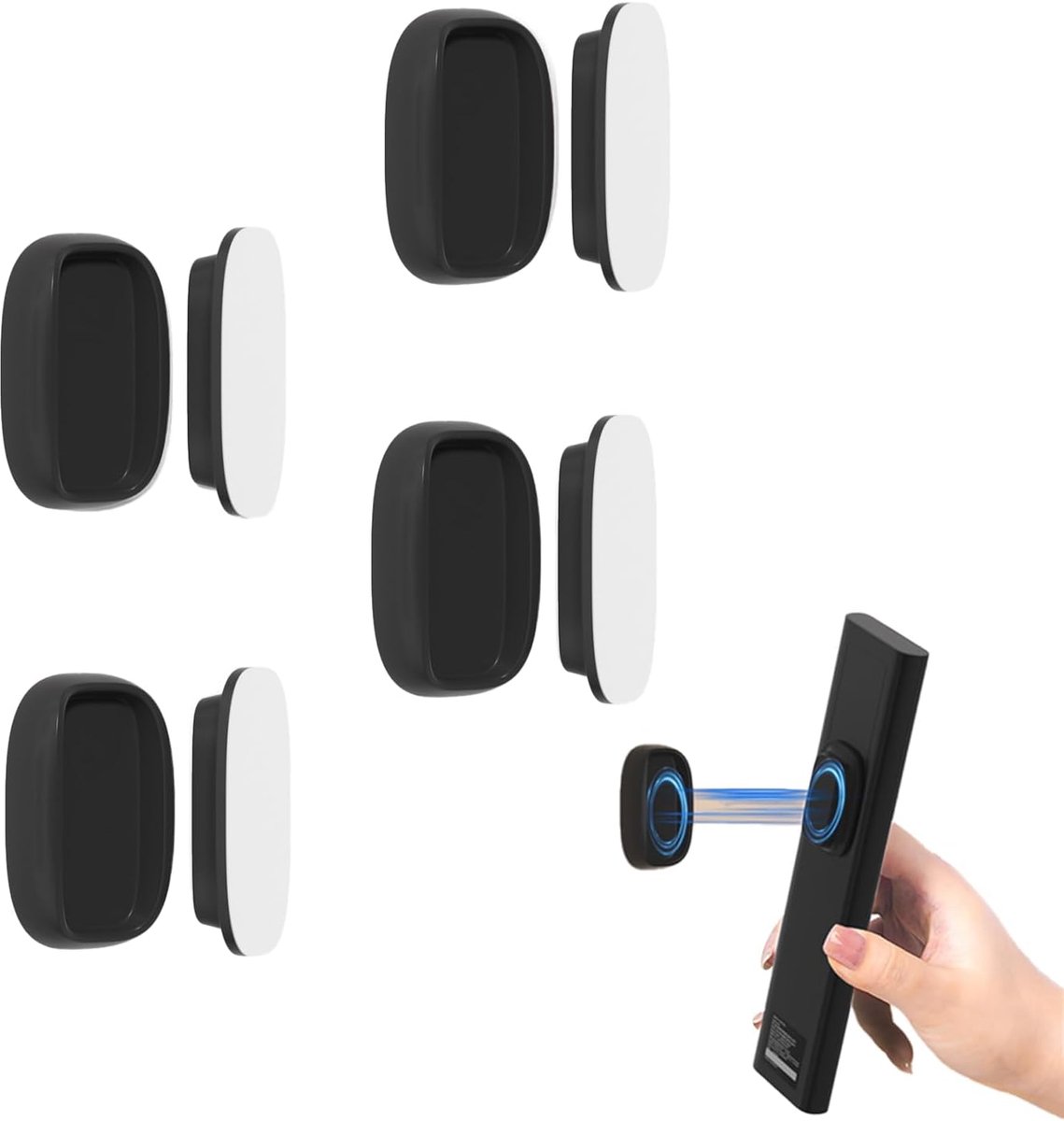 Magneethouder voor afstandsbediening, zeer sterk, 4 stuks, zonder boren, voor afstandsbediening voor de muur, magnetische afstandsbediening, houders, universeel voor tv en airconditioning