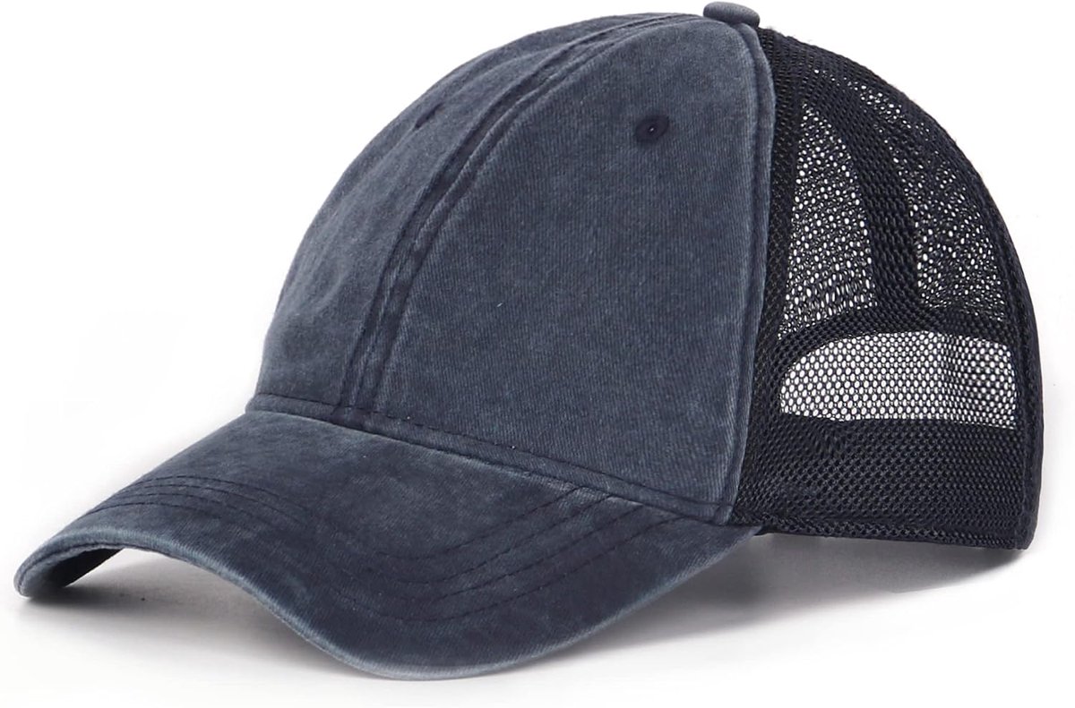 X-Large Gewassen Trucker Caps Hoeden Vintage Mesh Baseball Cap Oude Look Running Cap Koeling Sport Hoeden Fit Hoofd 21.5"-25.5"