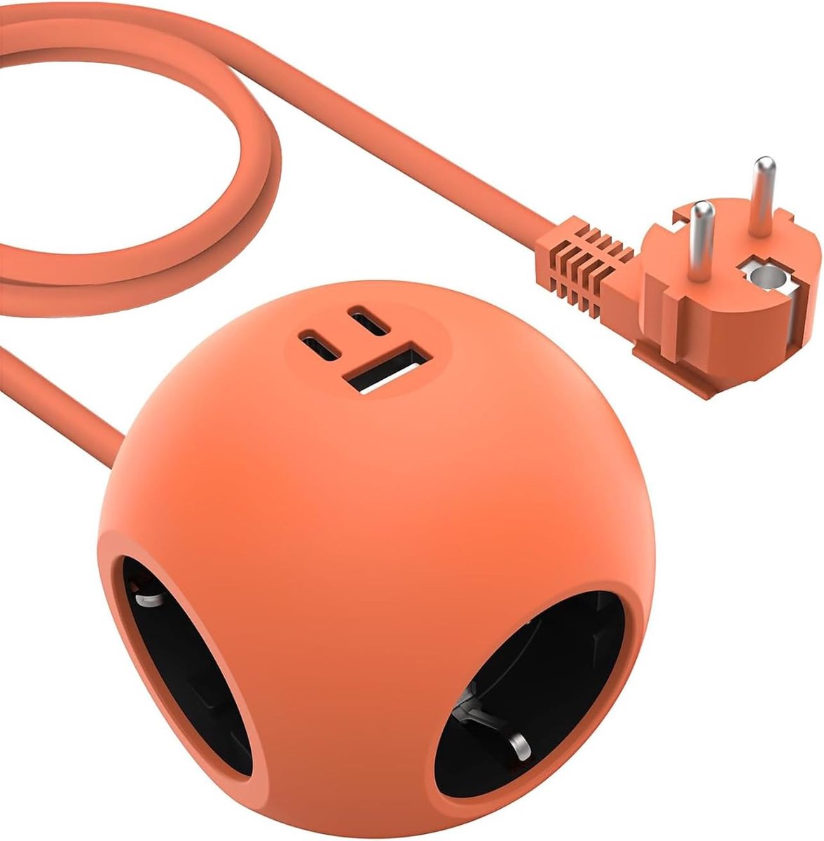 25 W Socket Strip Cube met USB 2 Type C Socket Cube 3-slot Multiple Socket Cube Socket Strip, 3680 W 16 A Travel Office Home PowerCube Socket Strip 1,8 m kabel