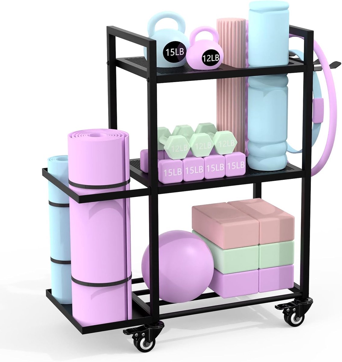 Halterstandaard 3-traps - multifunctionele halterhouder - opslag voor halters en kettlebells - ideaal voor thuisgym - SnelShoppen