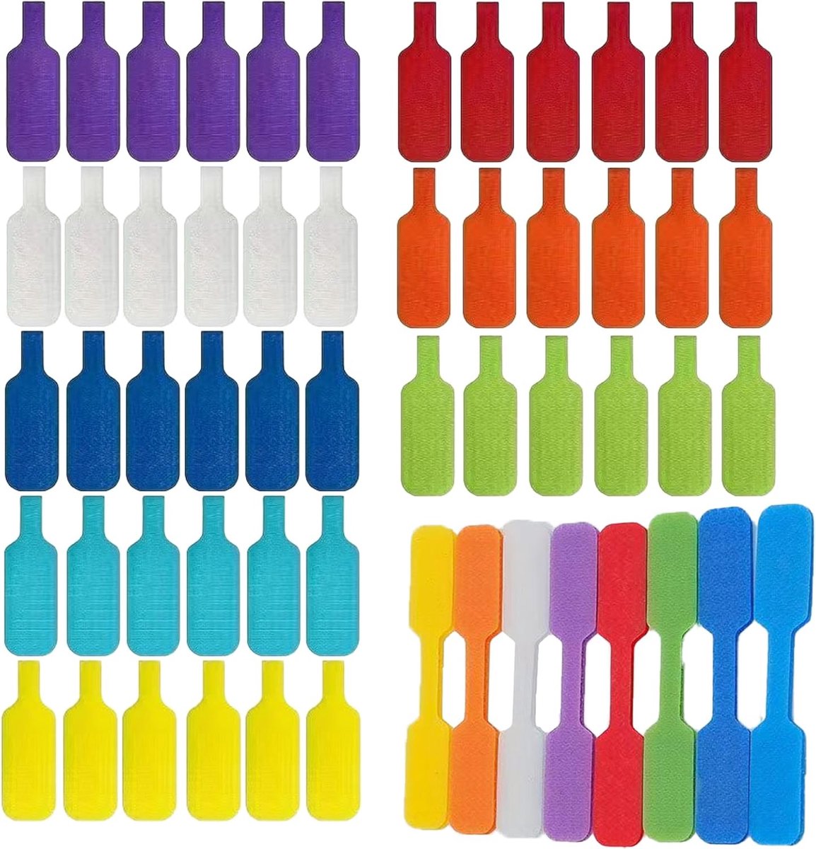 48 stuks kabelbelettering, nylon kabeletiketten, 4,5 cm x 2 cm, herbruikbaar, schrijfoppervlak, kabelbelettering voor kabelbeheer, markering, classificatie (8 kleuren)