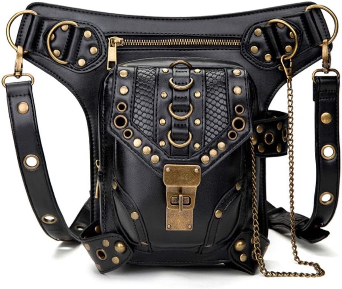 Steampunk heuptas, schoudertas, sport, militair, tactische beentas, reizen, klimmen, taillepacks, wandelrugzak, tas voor dames en heren, heuptas, zwart