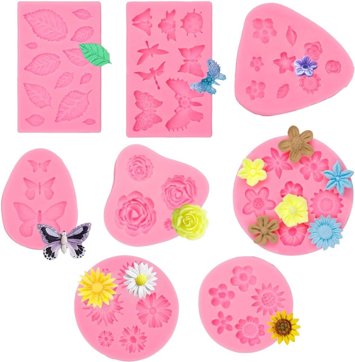8 stuks siliconen vormen, bloemen, 3D-siliconen vorm, bloemen