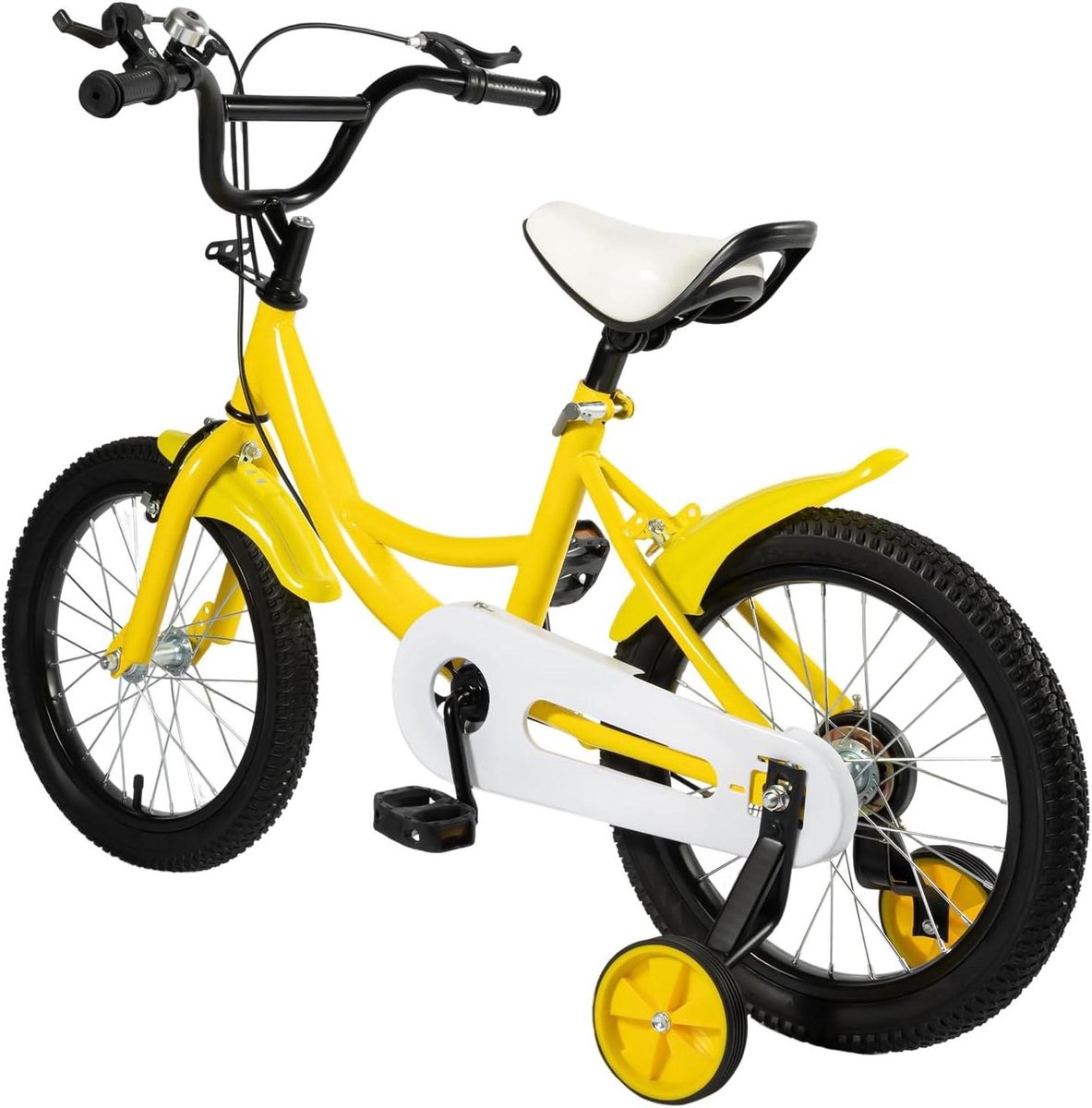 Kinderfiets 16 Inch Jongensmeisjesfiets Loopfiets Leren Fietsen Met Zijwieltjes 16 Inch Geel