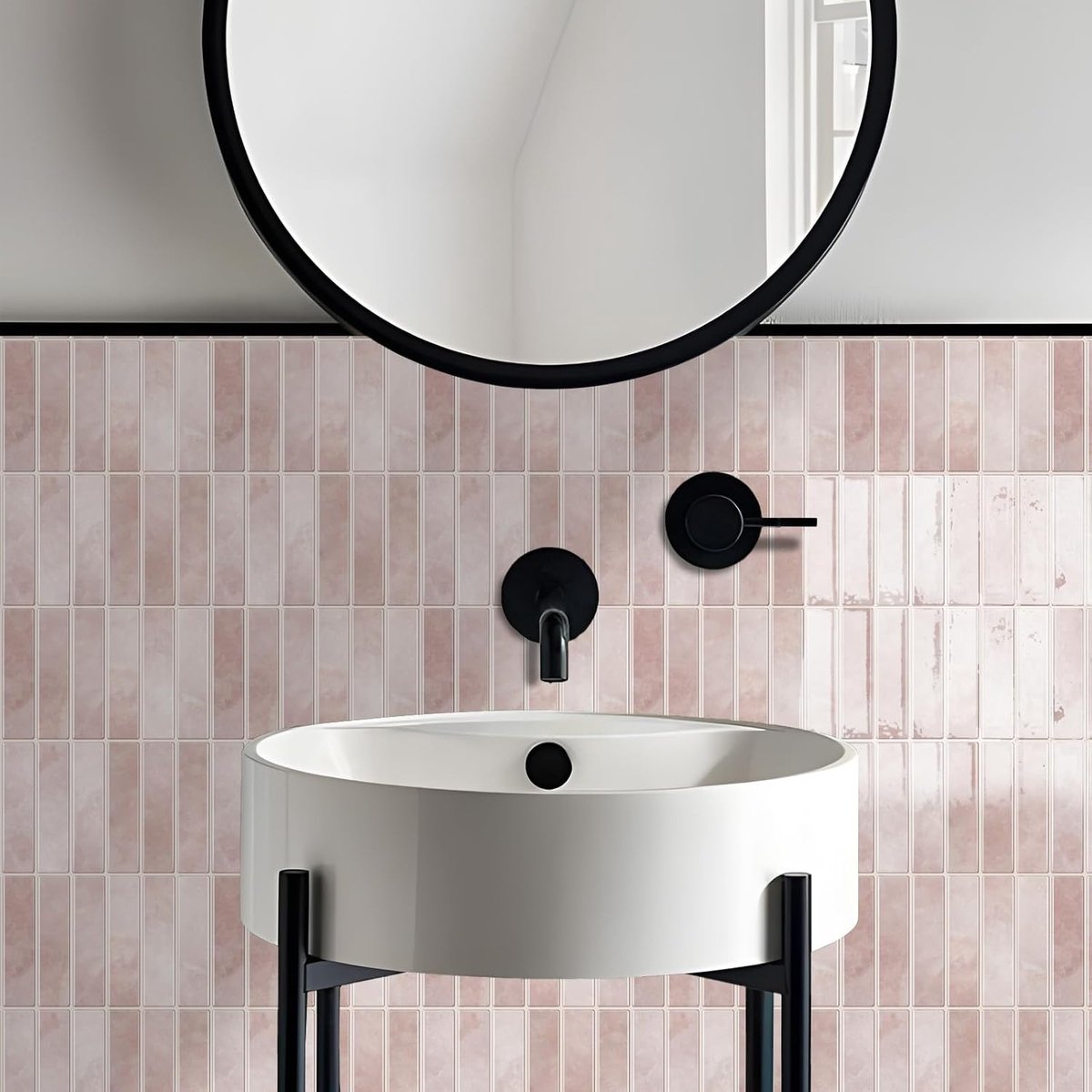 20 x 25 cm x 10 stuks roze marmeren stijl 3D vinyl spatwaterdichte tegels, zelfklevende pel-en-plak muurtegelstickers voor metrotegels voor keuken, badkamer, decoratie