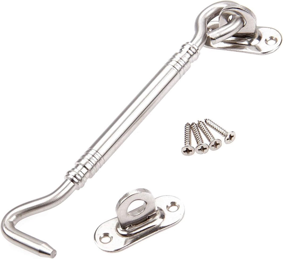 AEARJOHN stormhaak, cabinehaak, helter vergrendeling, deurslot, deur, deksel, geluiddemper, roestvrij staal, houder, 15 cm