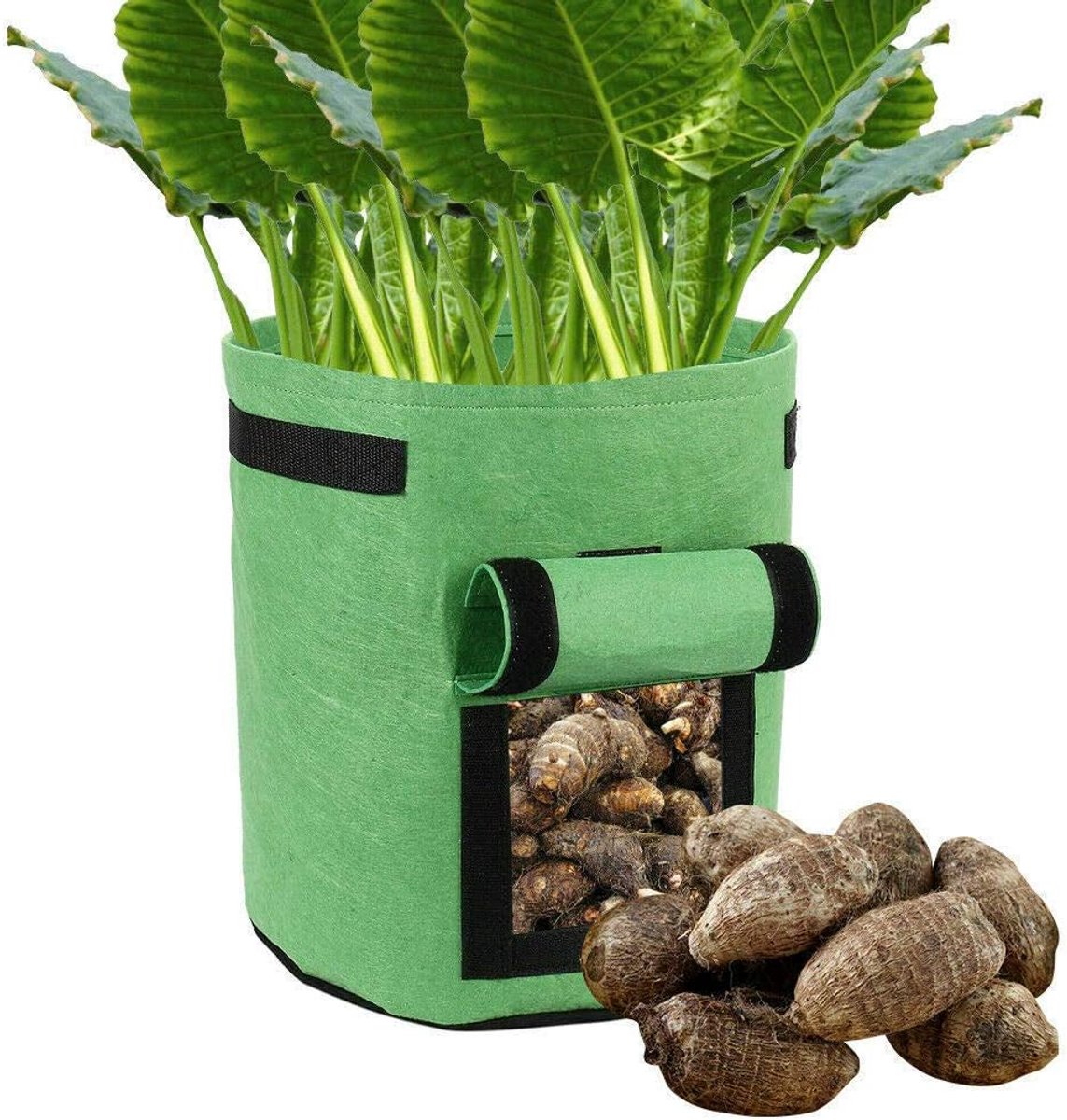 Zakken met klittenband en venster, groentezakken voor aardappelen, tomaten en andere groenten, ademend, niet-geweven doek - 10 gallon