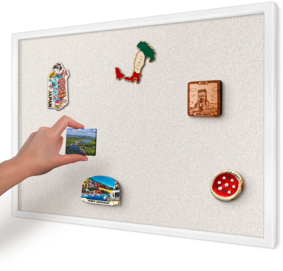 Artprintcave Romig Magneetbord mit Witte Lijst - 60x40 cm - Romige Textuur Magnetisch Bord - Minimalist Magneetbord Voor Keuken - Texturen