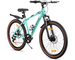 Hiland Bloomer 26 Inch Mountainbike - 7 Versnellingen Hardtail MTB met Mechanische Schijfremmen - Aluminium Frame 43.6cm - Unisex Volwassen - Groen