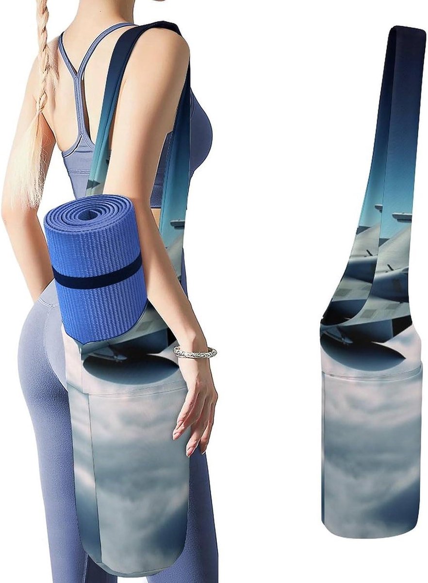 Yoga Mat Tas - Sporttas Gymtas - Yoga Accessoires Dragen - Canvas Linnen Materiaal - 50x40x18cm - Wit