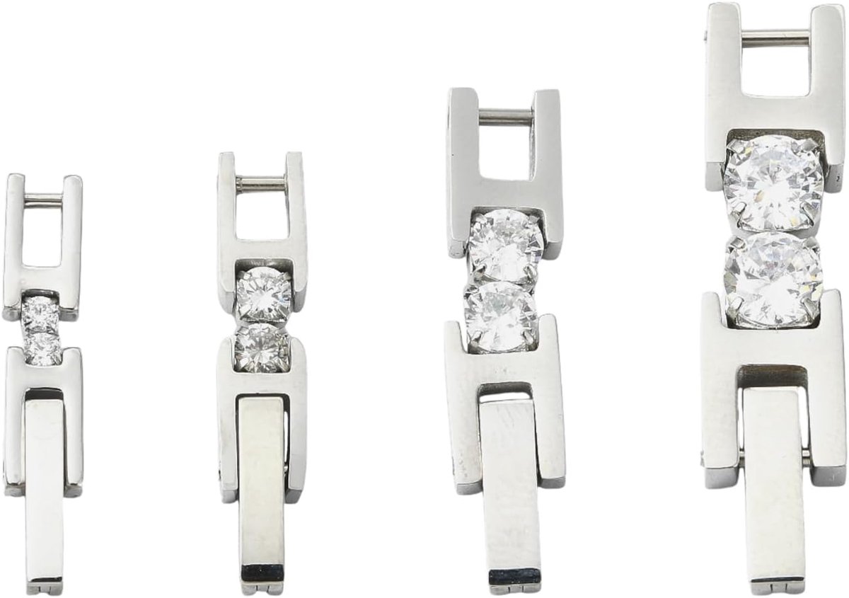 4 stuks roestvrij stalen horlogebandsluitingen en sluitingen vervanging kubieke zirkonia armband gesp vouwketting extender voor horloges armbanden