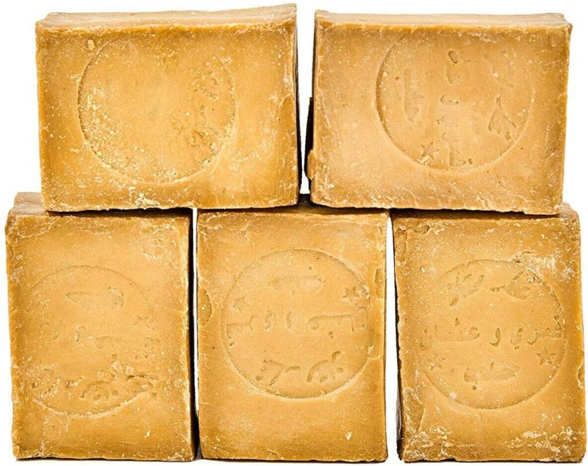 Aleppo Zeeppakket Basic 5 stuks 95% olijfolie 5% laurierolie originele olijfolie zeep haarzeep vegan handgemaakte natuurlijke zeep zeep ca. 900-950 gram per pakket