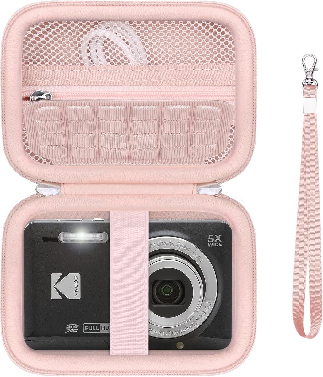 Camera etui voor Kodak PIXPRO FZ45/FZ55/FZ53/FZ43 - Roze - Opbergtas met gaasvak - Bescherming voor vlogcamera - ShopVlot