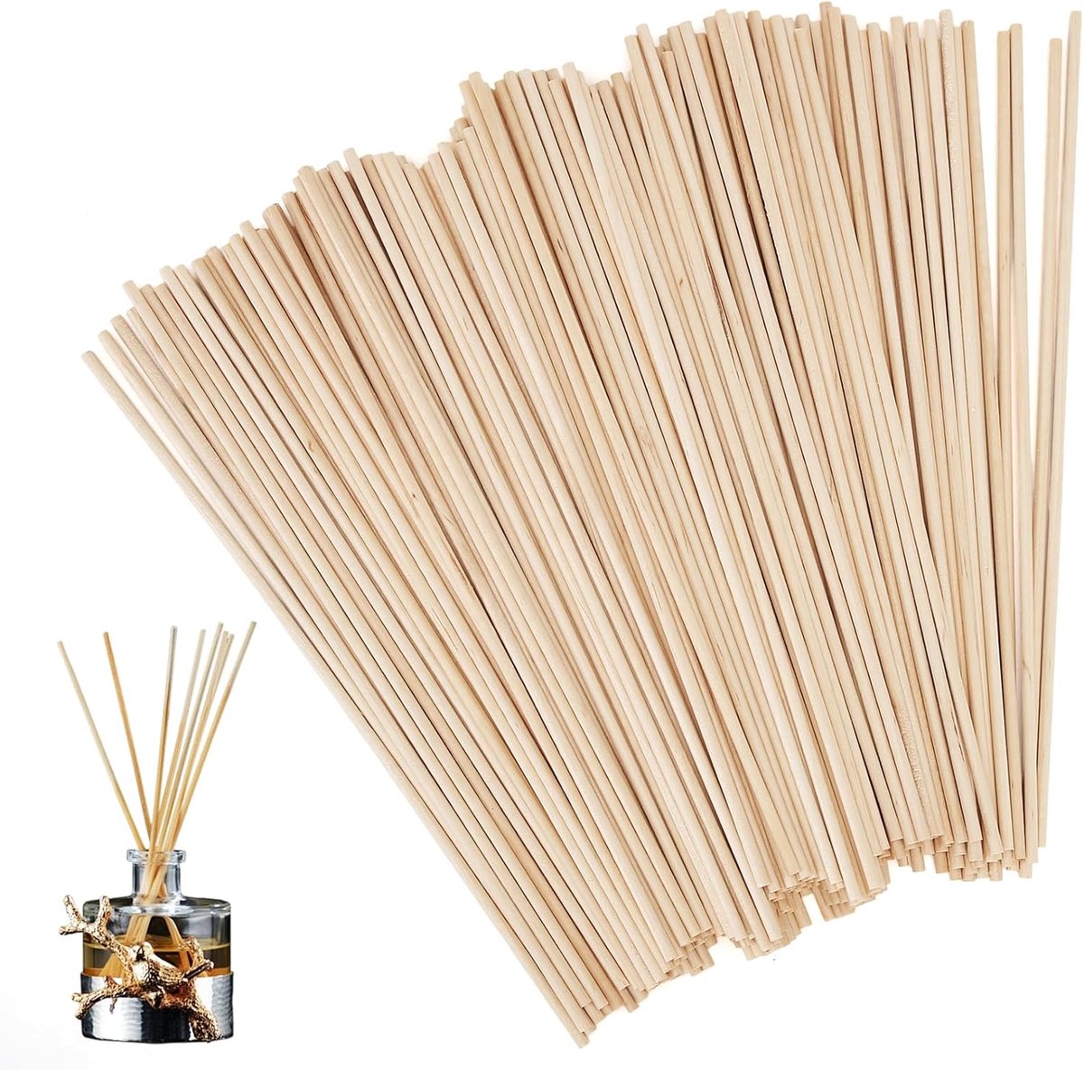 Houten stokken om te knutselen, Ø 3 mm, 200 stuks suikerspinstokjes, rond, 20 cm lang, houten stok, rondhout, knutselstaven, natuurlijke berken, houten pluggen voor kerstdecoraties, modelbouw en