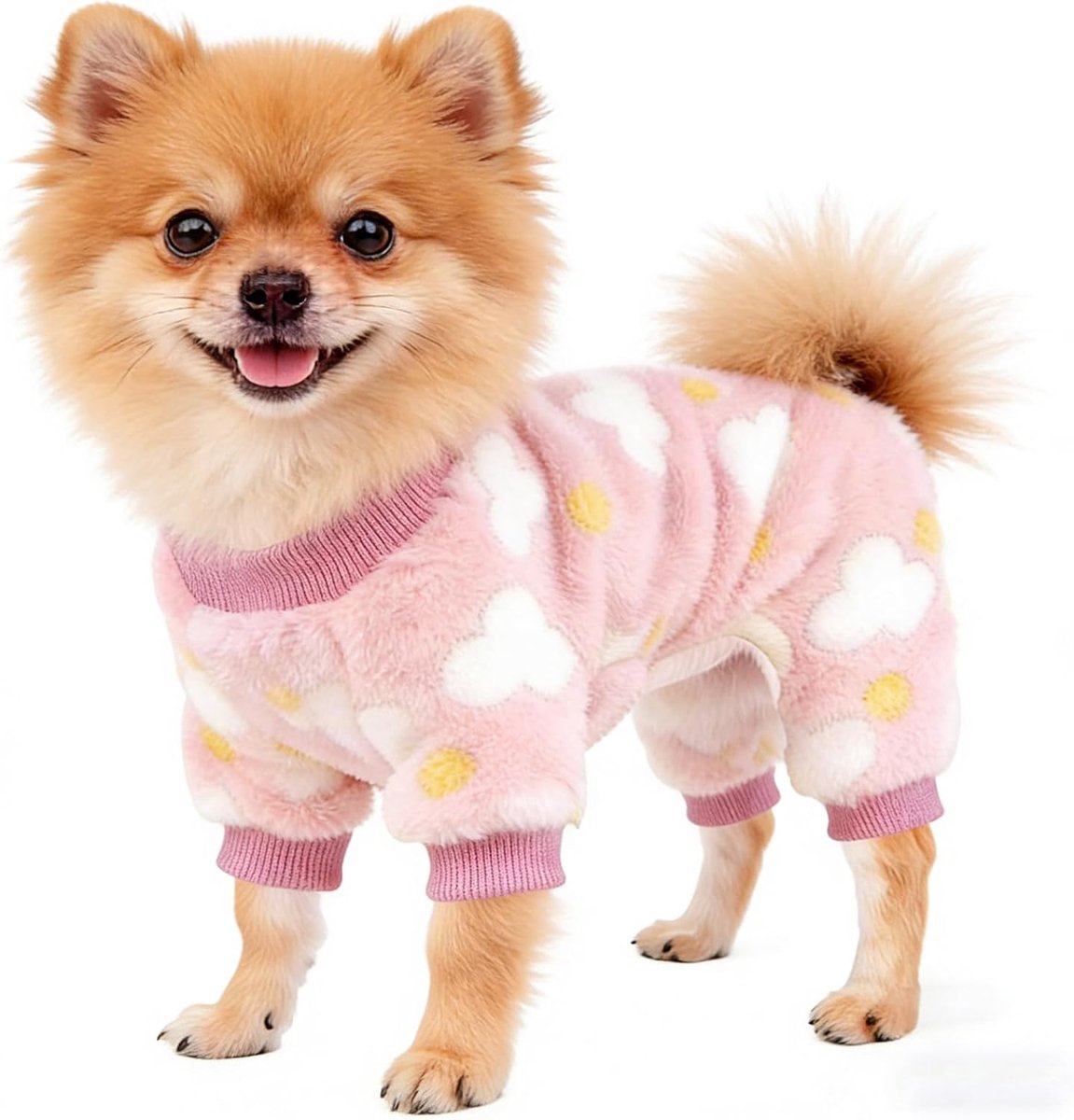 kleine honden hondenjas fleece roze hondentrui kattenpullover hart hondentrui kleine hond gebreide hondenkleding hondentrui warme hondenpyjama hond pyjama voor chihuahua, M