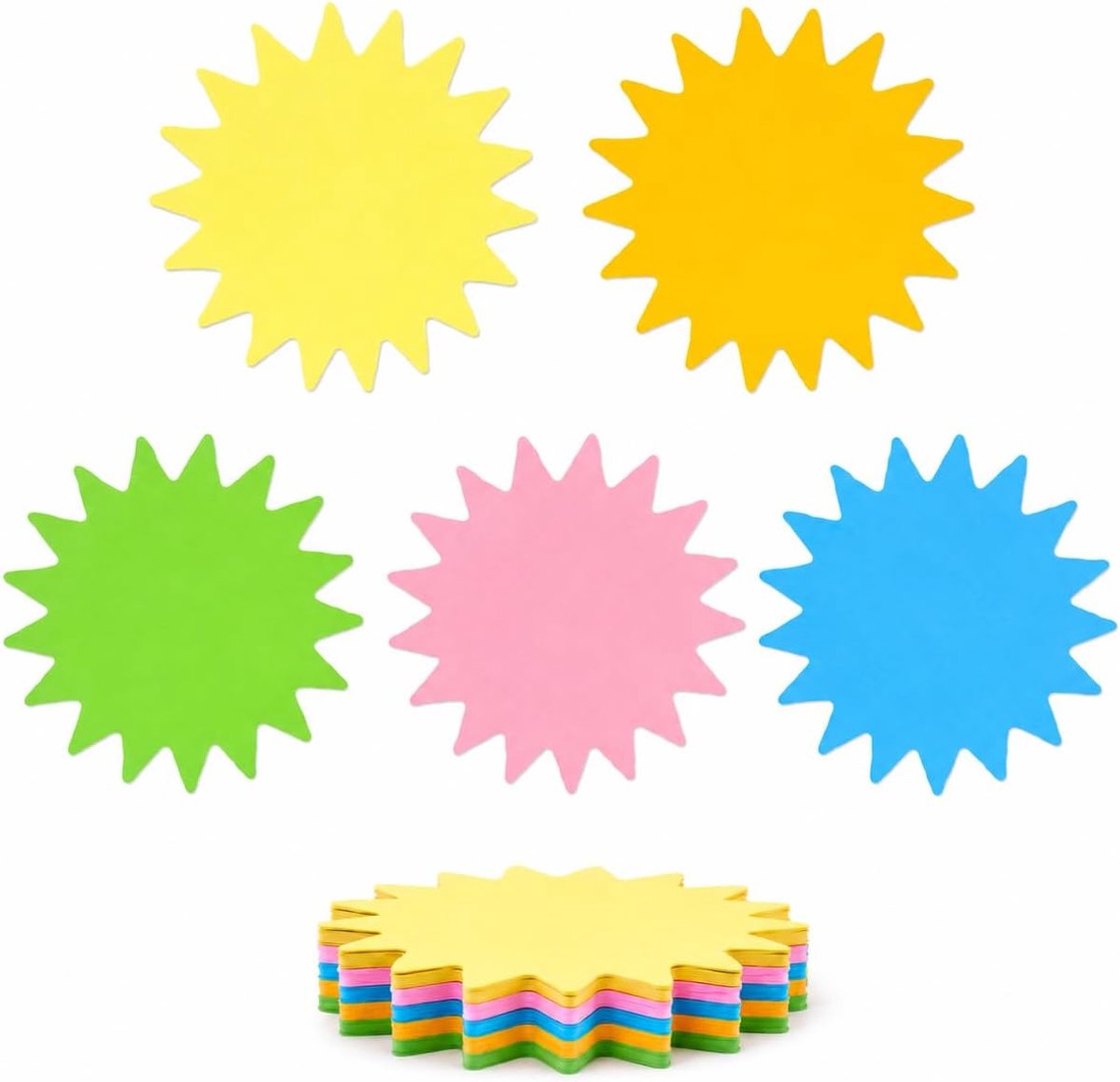 moderatiekaarten set 50 stuks zon Metaplankaarten 20×20 cm learkaarten woordkaarten 5 kleuren presentatiekaarten groot klein gekleurde kaartjes