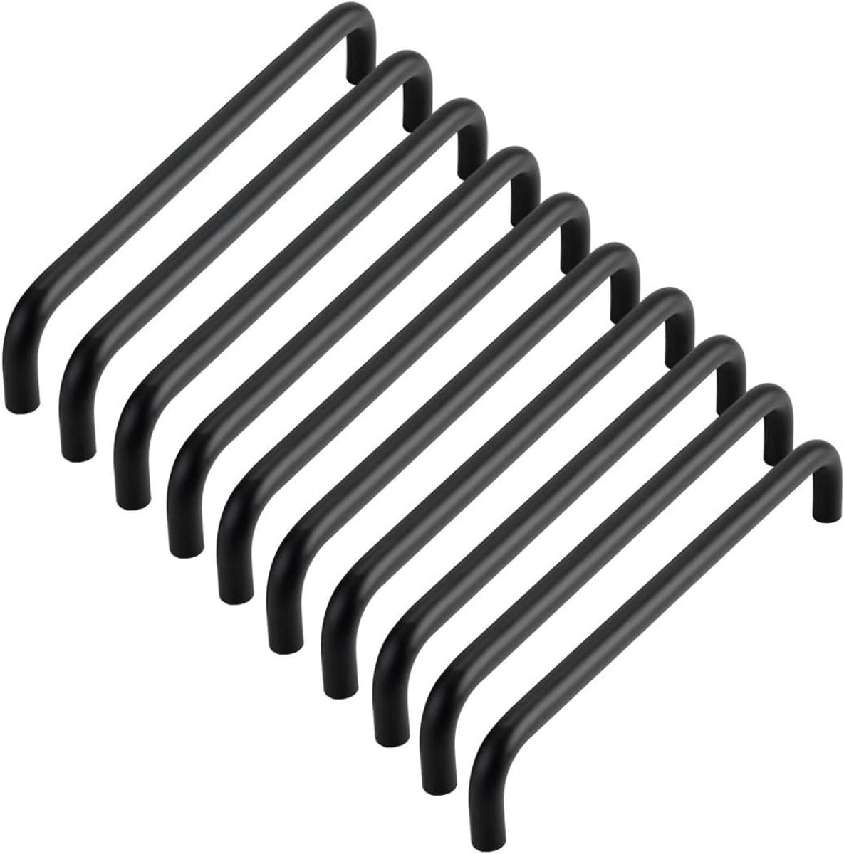 10 stuks meubelgrepen, keukenkastgrepen van aluminium, boorgatafstand 128 mm, zwarte stanggrepen, ladegreep met schroeven voor kinderkamer, kledingkast