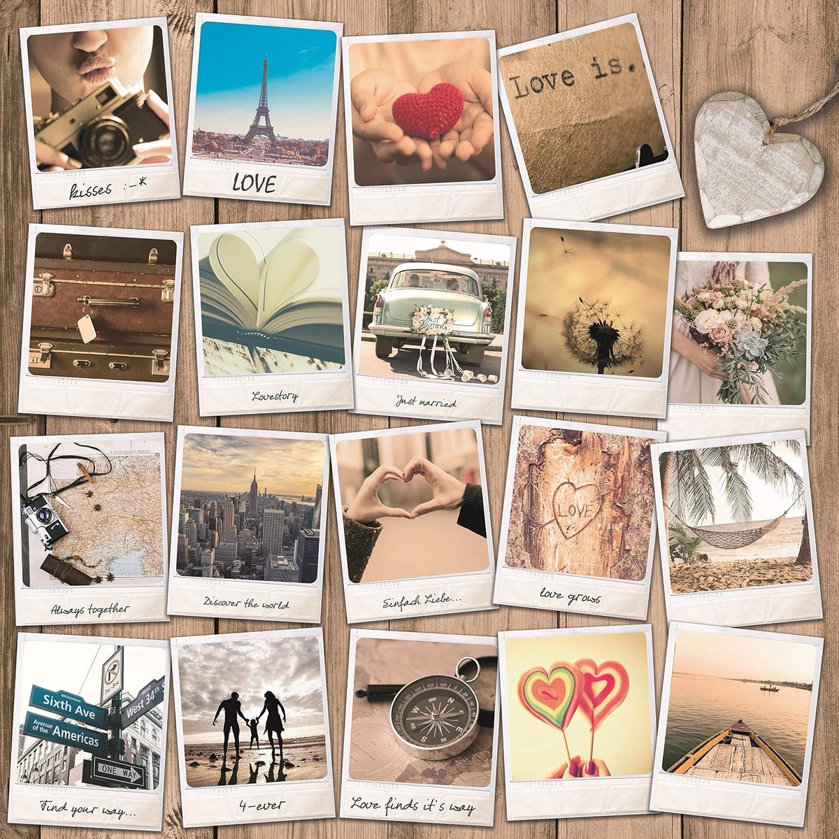 52 postkaarten bruiloft vintage – set ansichtkaarten 9 x 11 cm – liefde hart – bruiloftsspel – huwelijksgeschenken