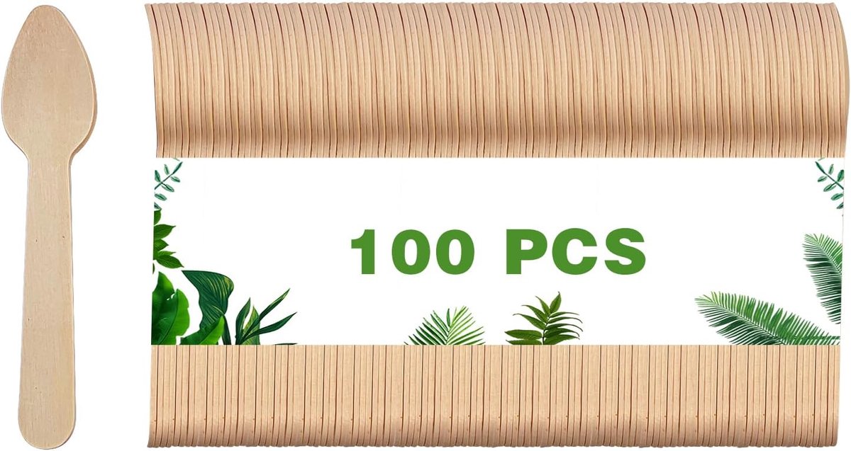 SnelShoppen - Wegwerp Houten Koffielepels - Milieuvriendelijke Biodegradeerbare Houten Lepels, Ideaal voor Feesten, Evenementen en Catering - 50 Stuks