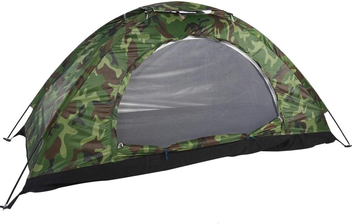 Campingtent, waterdichte eenpersoonstent outdoor camouflagetent UV-bescherming backpacktent voor kamperen wandelen (200 x 100 x 100 cm) (kleur: groen)
