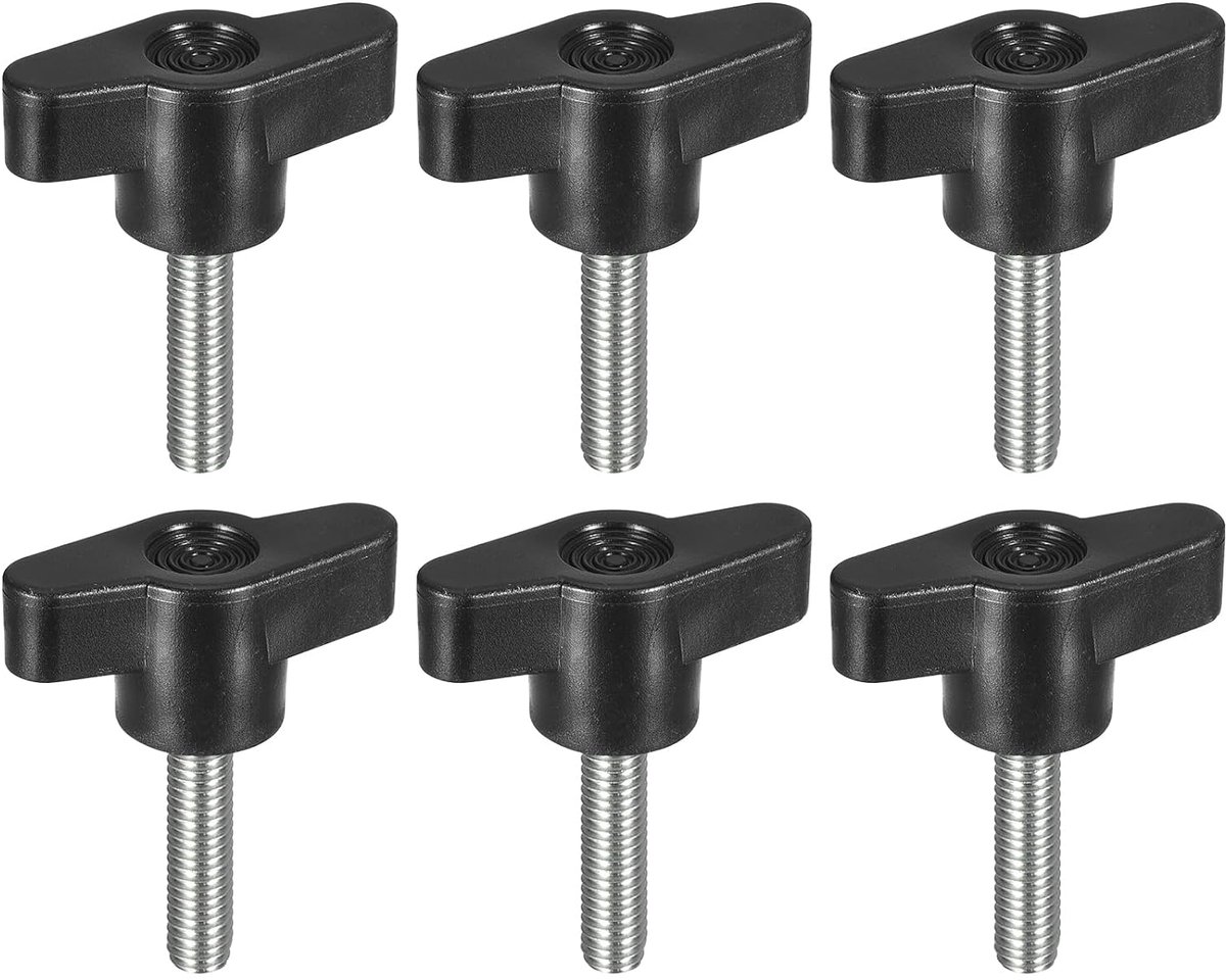 6 stuks spanschroefknop, M5 x 25 mm handvat voor kartelschroeven in T-vorm van koolstofstaal voor snelle vervanging schroeven met T-greep hand