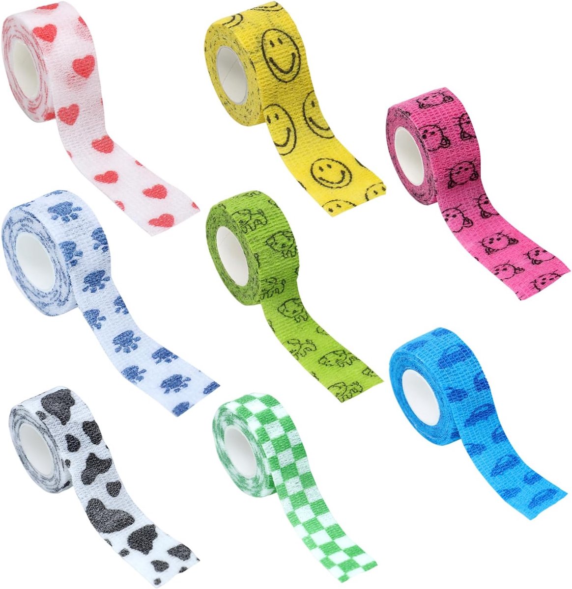 Bandages, kleurrijke bedrukte bandages, elastische zweetabsorberende en ademende bandages, sportbescherming voor polsen, enkels, huisdieren