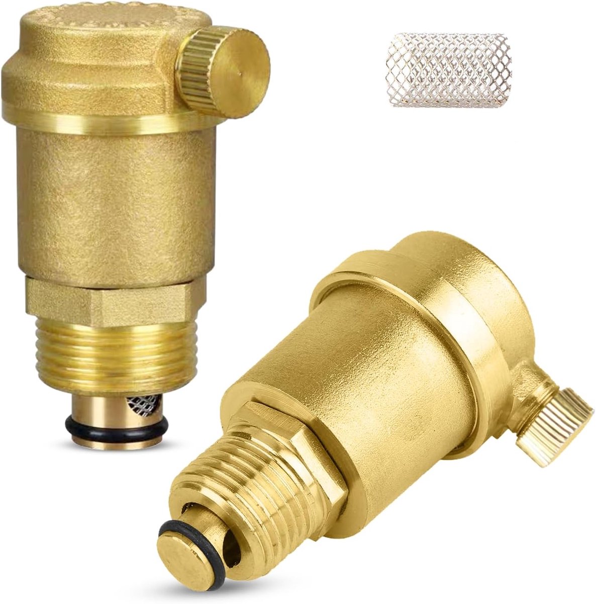 2 stuks automatische ontluchtingsventiel, 1 inch, DN25, 1 inch AG messing, automatische snelontluchter, G1 inch messing, drukontlasting, snelontluchter voor boiler, drukontlasting