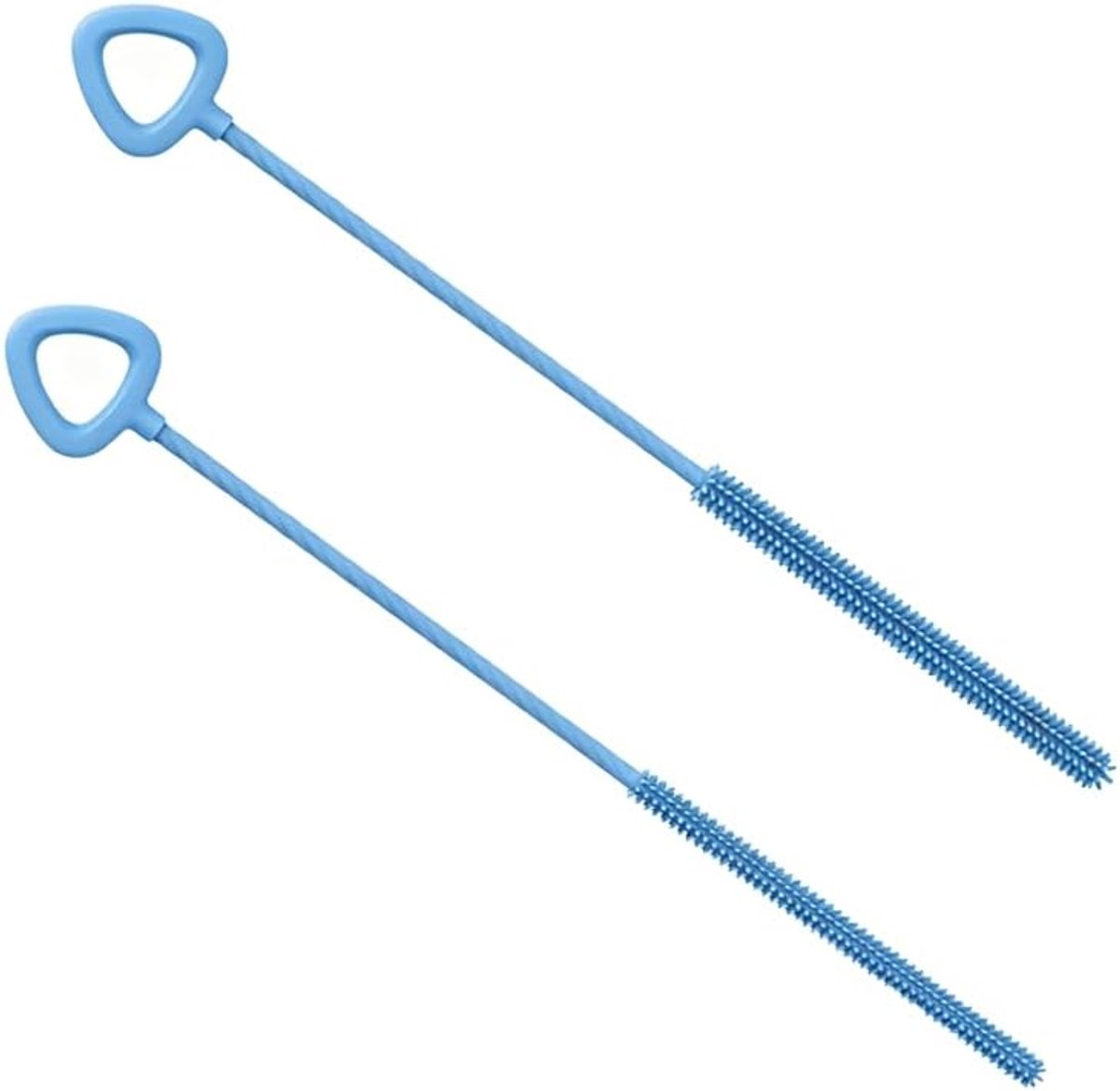 2 stuks siliconen rietjesborstel, zachte rietjesborstel voor glas en metaal, flexibele reinigingsborstel, rietjesborstel met antislip handgreep, stroreiniger voor bekers (blauw)