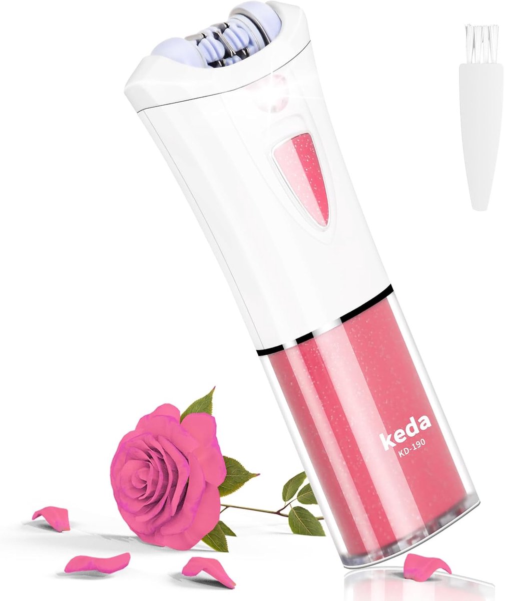 SnelShoppen - Epilator voor Vrouwen Gezicht en Lichaam Haarverwijdering - Titanium Bladen, LED Licht, Roze, Inclusief 2 AAA Batterijen, Waterbestendig
