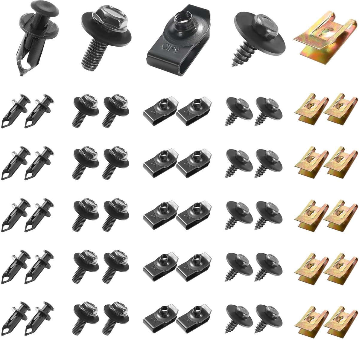 100 stuks plaatmoeren schroefmoer-clipkit, auto body undertray spatbord schroeven, metalen U-type bevestigingsclip, spatbordclip, plaatmoeren bevestigingsclips voor auto