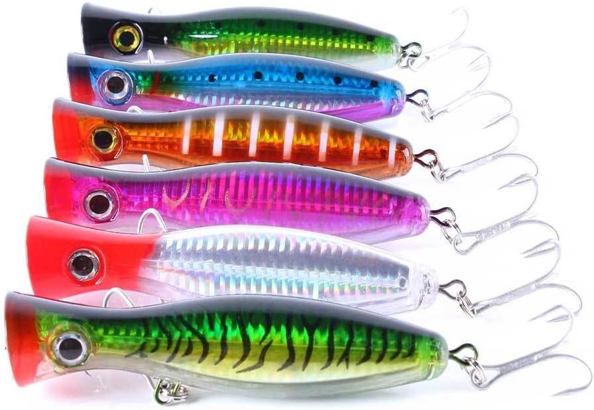 Popper Aas - Topwater Vissen Lokt voor Zoutwater en Zoetwatervis - Kunstmatig Hard Lokaas voor Zeebaars, Snoek, Baars, Tonijn en Muskie