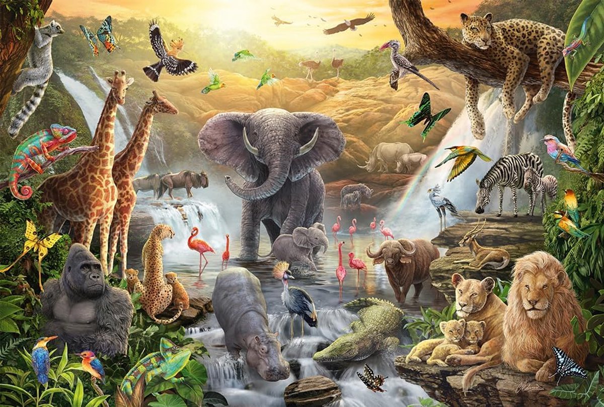 Spiele 56454 dieren in Afrika, 60 stukjes kinderpuzzel, normaal