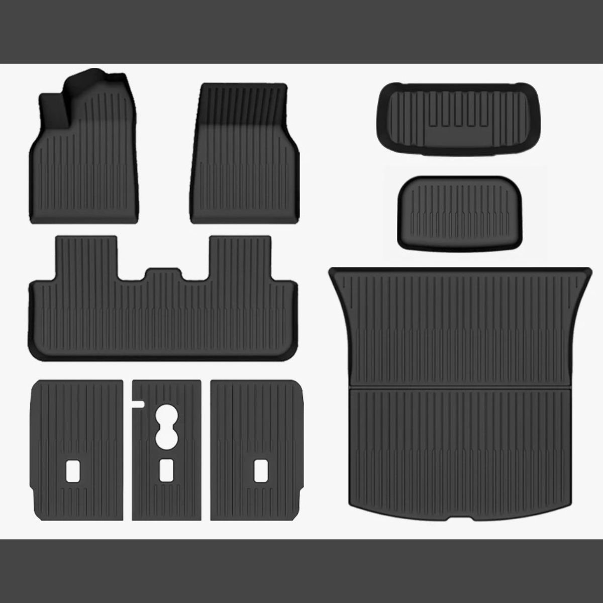 Tesla Model Y Juniper Standard RWD Complete Rubber Mattenset – Interieur, Trunk, Subtrunk, Frunk en Achterbank – Interieur Accessoires