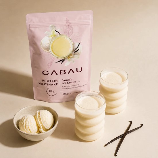 Cabau - Protein Milkshake - Vanilla Ice Cream - Romige Eiwitshake met 24 g Eiwit & Slechts 115 Kcal - Ondersteunt Spiergroei, Spierherstel & Vetverbranding - Gezonde Shake voor Vrouwen - Snel & Makkelijk te Bereiden - 500 g (16 Shakes) van Cabau — afbeelding 3
