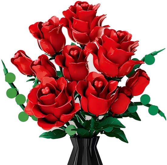 Foto: Zhe gao 11156 rode rozen bloemen bouwset botanical flowers collection modelbouw classic creator stem speelgoed bouwpakket voor volwassenen en kinderen educatief decoratie kunstbloemen boeket niet geschikt voor lego bouwdoos met 443 bouwstenen