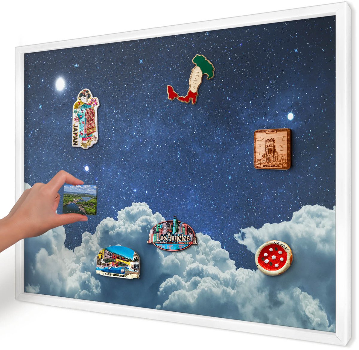 Artprintcave Marine Magneetbord mit Witte Lijst - 70x50 cm - Kosmische Nacht Magnetisch Bord - Surrealistisch Wandbord Magnetisch - Kosmos