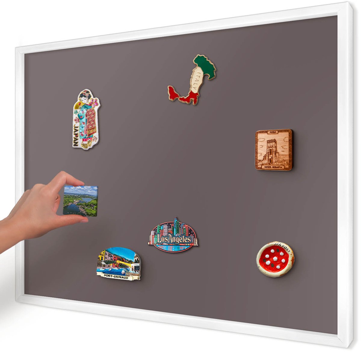 Artprintcave Bruin Magneetbord mit Witte Lijst - 70x50 cm - Vervaagd Bruin Wandbord Magnetisch - Minimalist Magneet Bord mit Frame - Achtergronden En Patronen