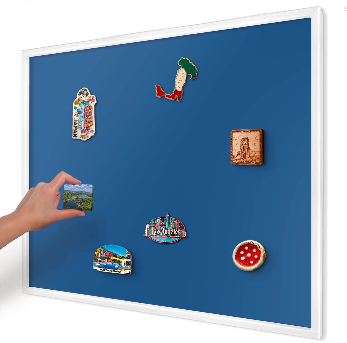 Artprintcave Marine Magneetbord mit Witte Lijst - 80x60 cm - Donkerblauw Notitiebord - Minimalist Magneet Bord mit Frame - Achtergronden En Patronen