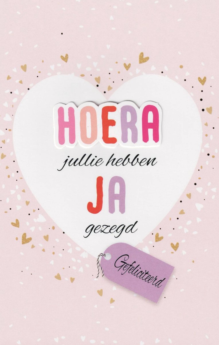 Wenskaart | 6 stuks | ADIOS applicatiekaart Hoera jullie hebben ja gezegd, gefeliciteerd