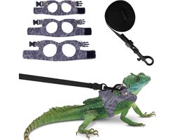 Harnas met Leash voor Baardagaam - 3 Maten - Leopard Print - Geschikt voor Kleine Reptielen en Eekhoorns - Ideaal voor Buitenactiviteiten