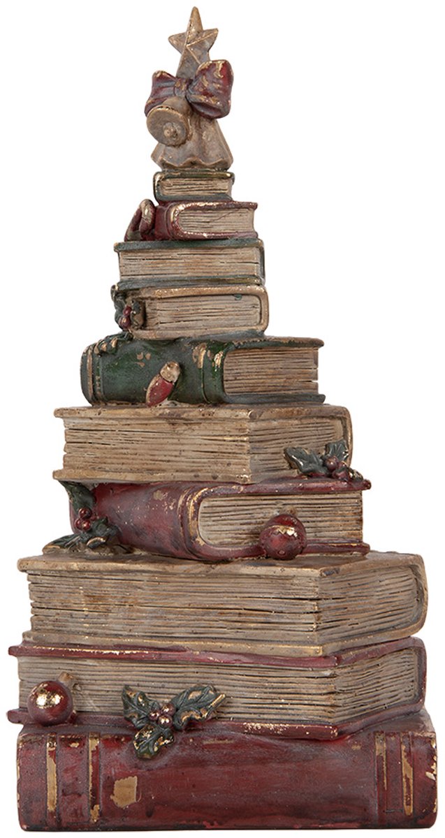 Clayre & Eef Decoratie Beeld Boeken 17x15x33 cm Rood Kunststof