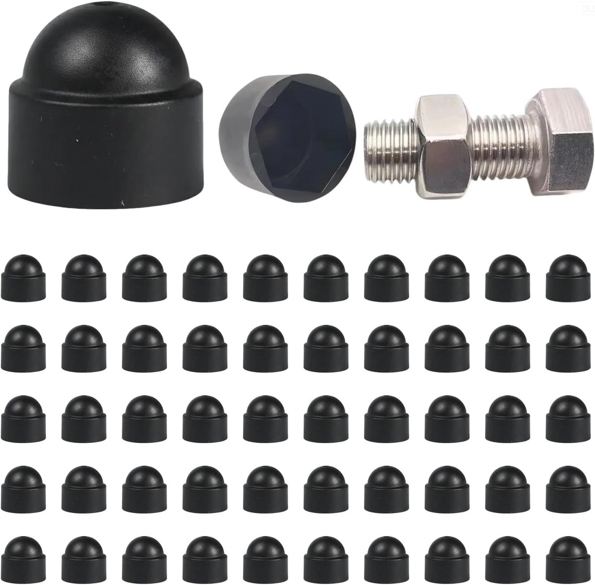 50 Hexagonal Protective Caps M8 Hexagon Screw Cover, Screws and Nuts, End Caps for Hex Screws, Corrosion Protection - ShopVlot